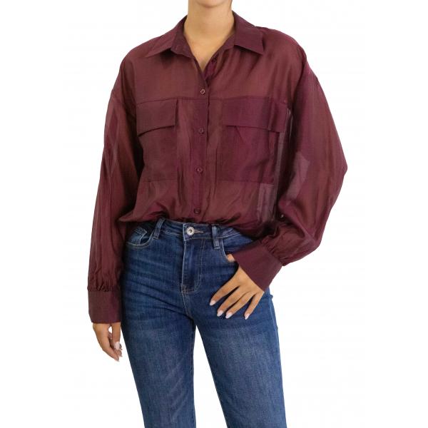 Camicia tinta unita con tasche Flavia 